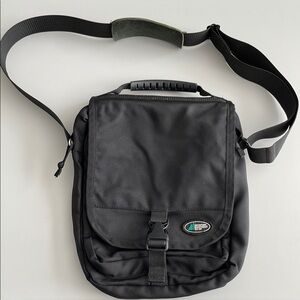 Black Crossbody Bag with Adjustable Strap and Zipper Closures